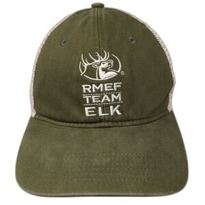 RMEF Team Elk Snapback Trucker Hat Green One Size Adjustable Mesh Back 6 Panel